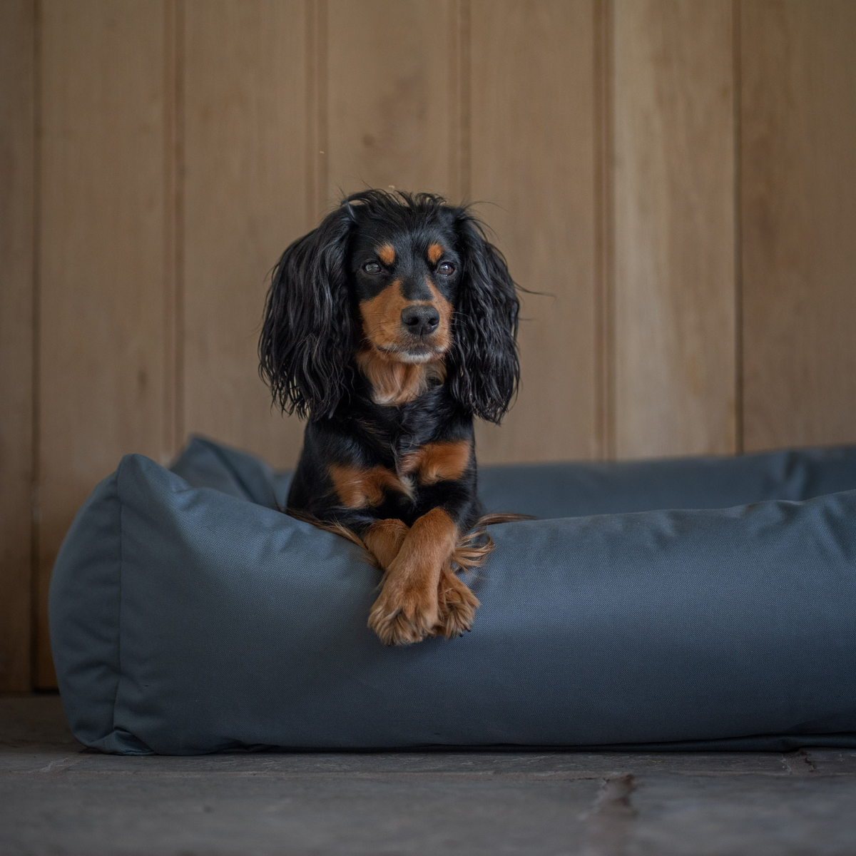 Waterproof Burnham Bolster Dog Bed - Storm