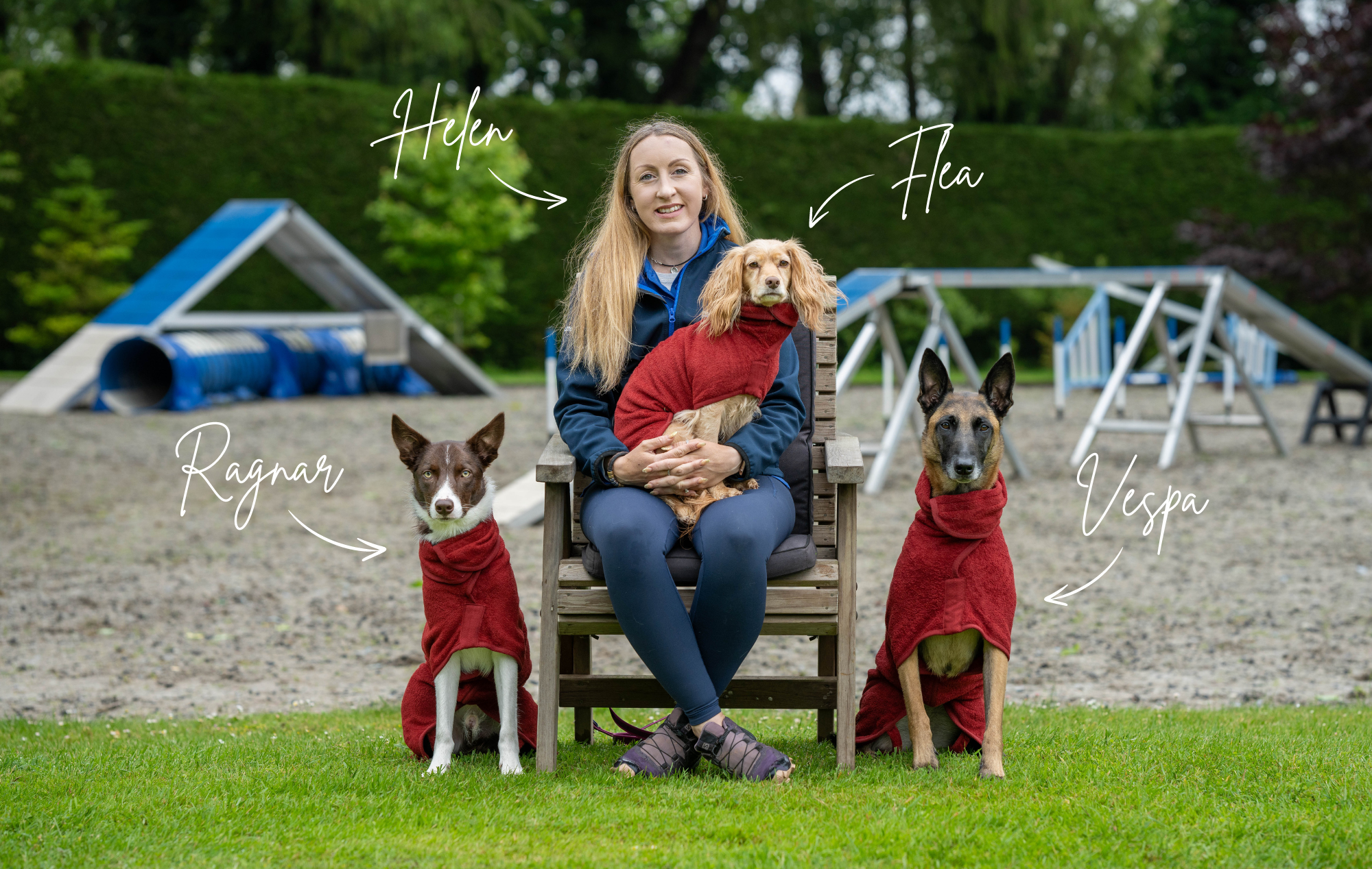 Helen Postle With Three Dogs