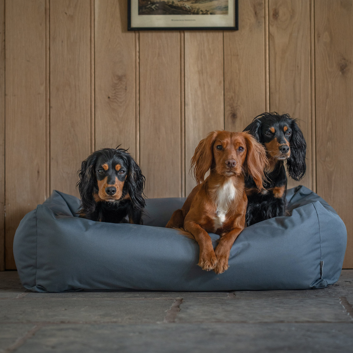 Waterproof Burnham Bolster Dog Bed - Storm
