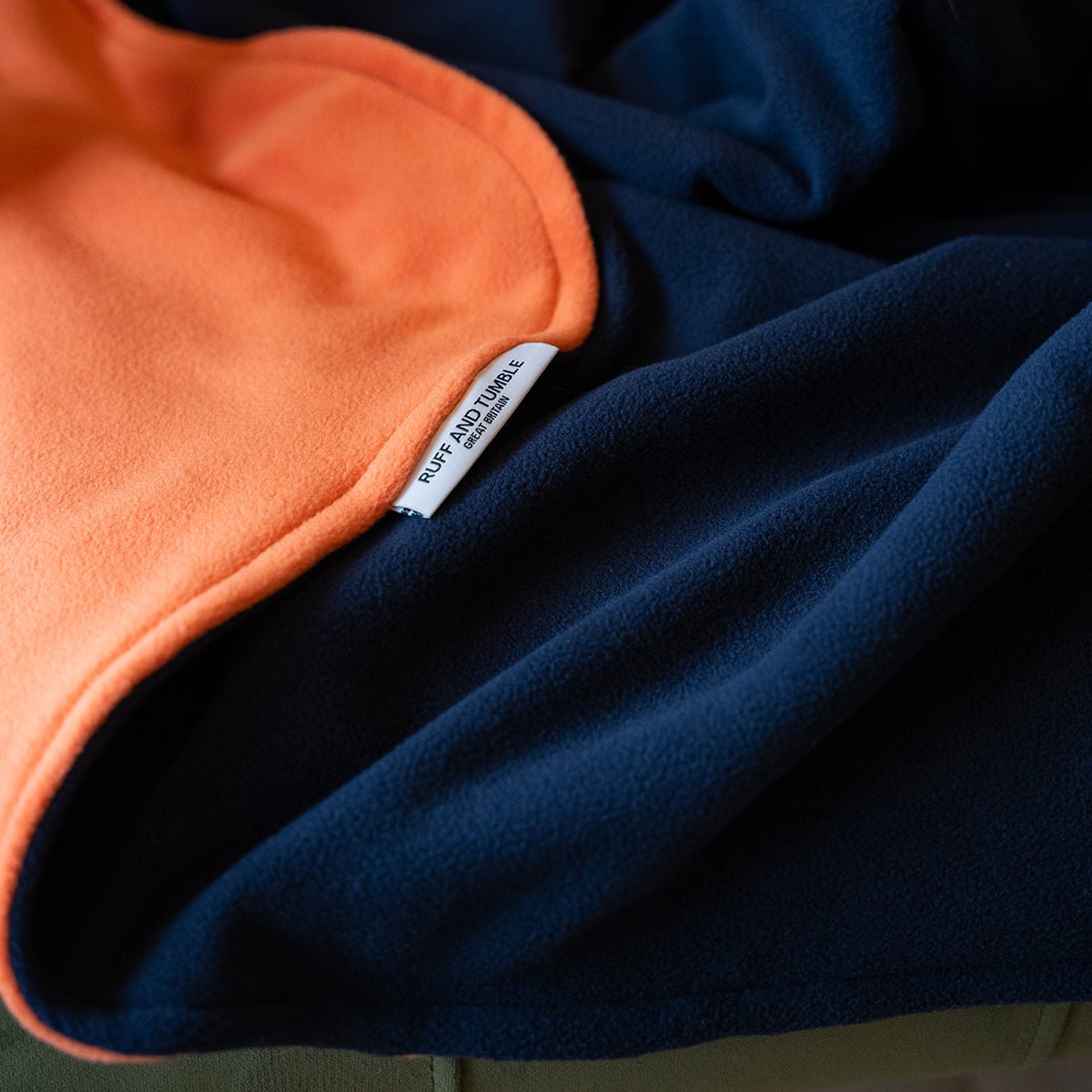 Fleece Dog Blanket - Burnt Orange & Navy - Ruff and Tumble
