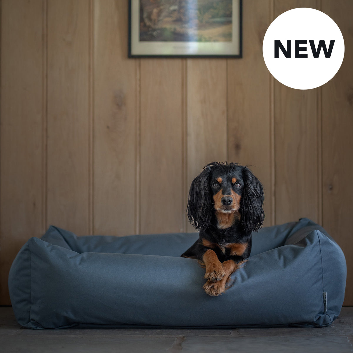 Waterproof Burnham Bolster Dog Bed - Storm