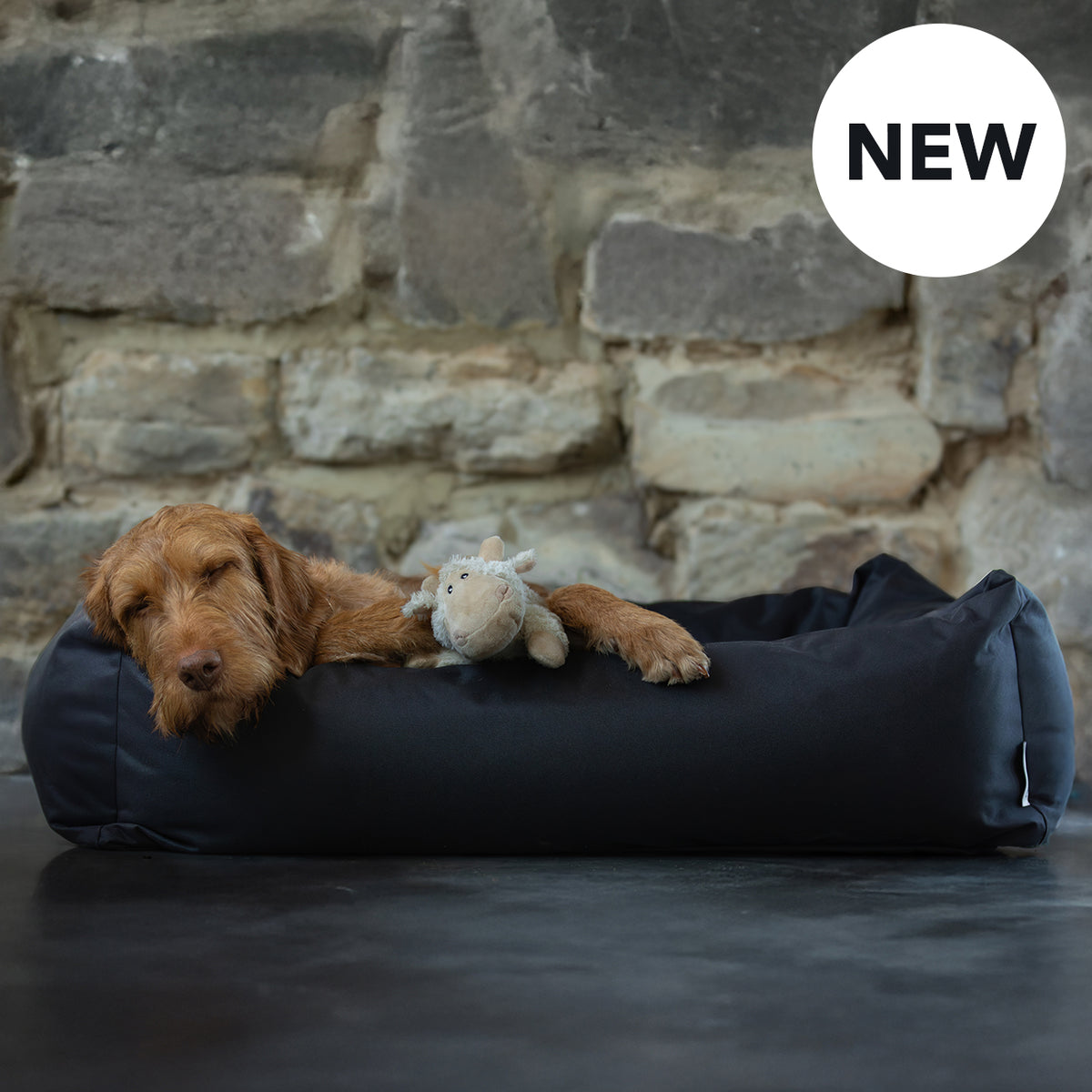 Waterproof Burnham Bolster Dog Bed - Black