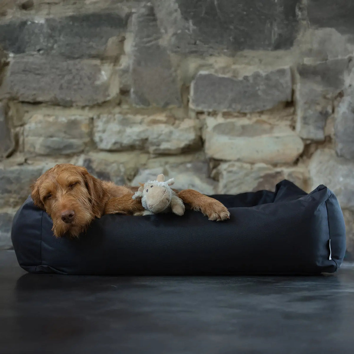 Waterproof Burnham Bolster Dog Bed - Black - Ruff and Tumble