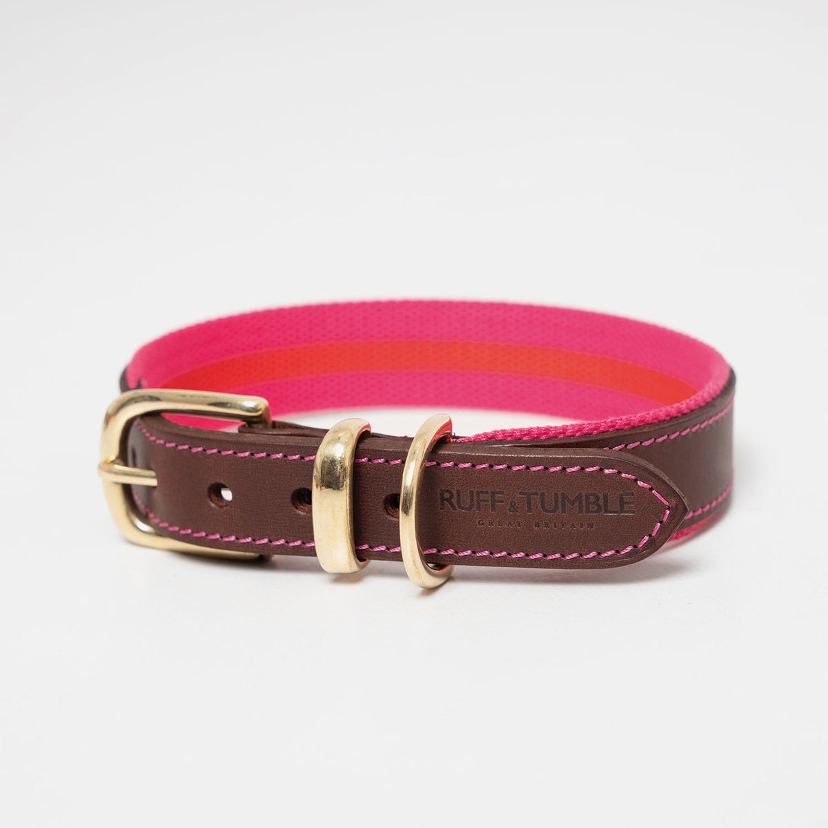 Blakeney Canvas Leather Collar - Fuchsia - Ruff and Tumble