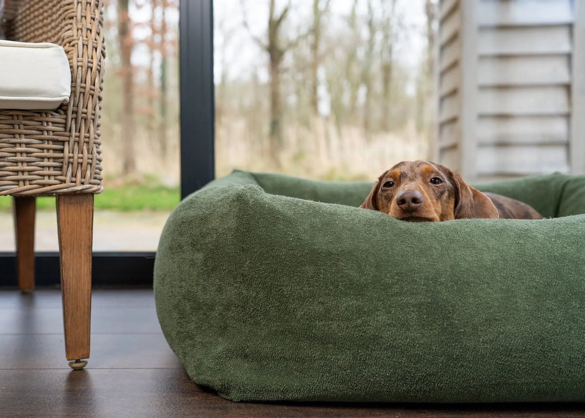 Burnham Bolster Towelling Bed Cover - Olive - Ruff and Tumble