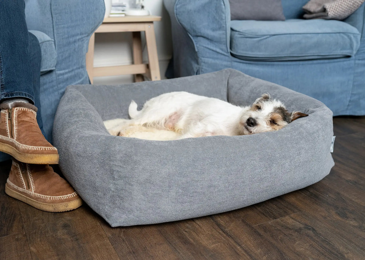 Burnham Bolster Towelling Bed Cover - Stone - Ruff and Tumble