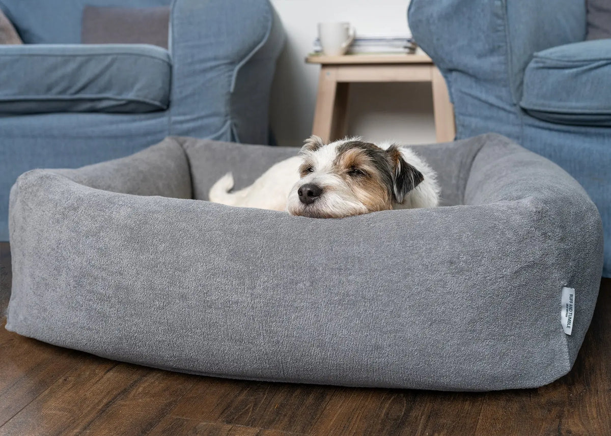 Burnham Bolster Towelling Bed Cover - Stone - Ruff and Tumble