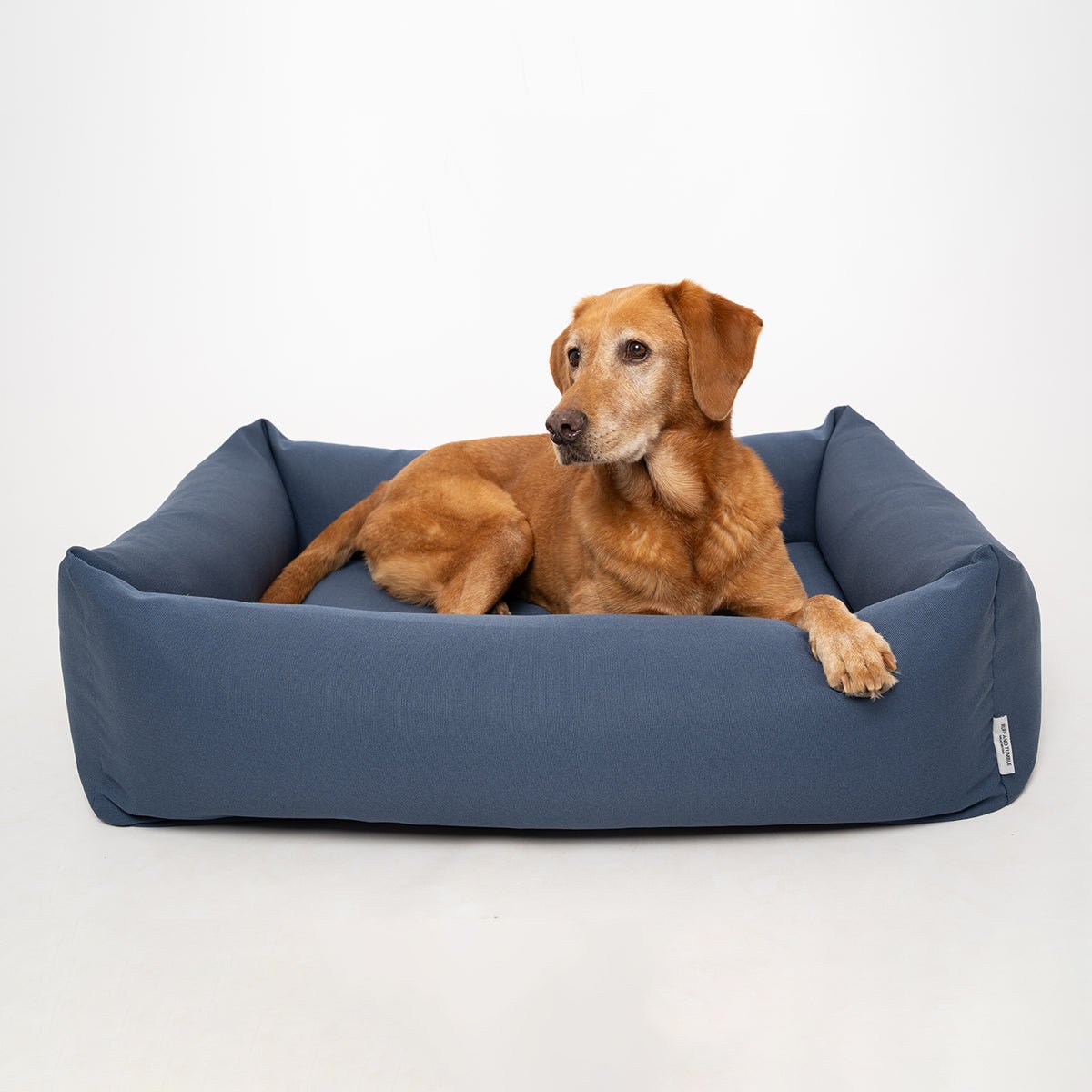 Canvas Burnham Bolster Dog Bed - Denim - Ruff and Tumble