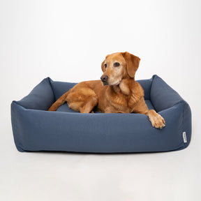 Canvas Burnham Bolster Dog Bed - Denim - Ruff and Tumble