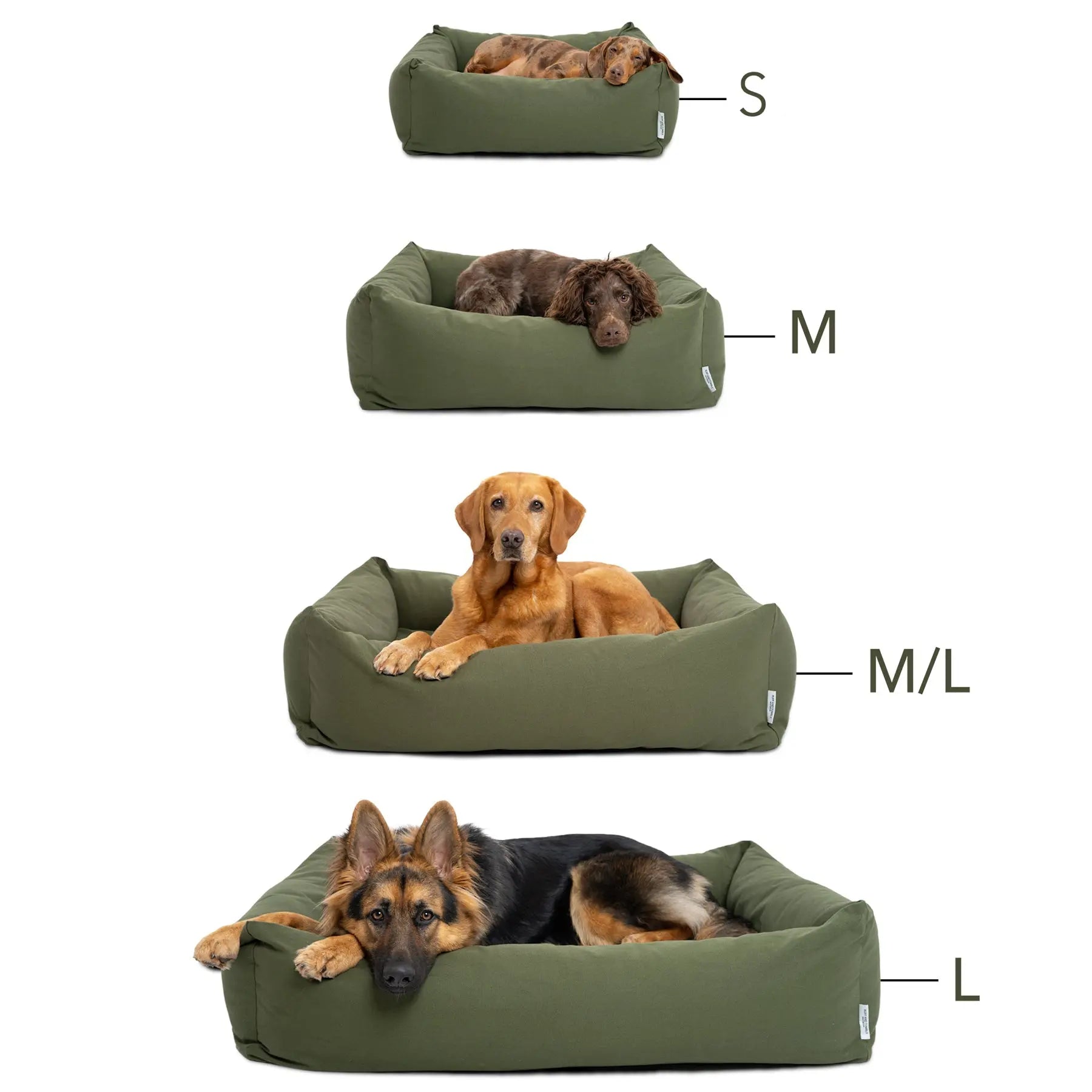 Canvas Burnham Bolster Dog Bed - Olive - Ruff and Tumble