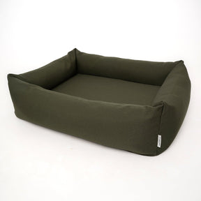 Canvas Burnham Bolster Dog Bed - Olive - Ruff and Tumble