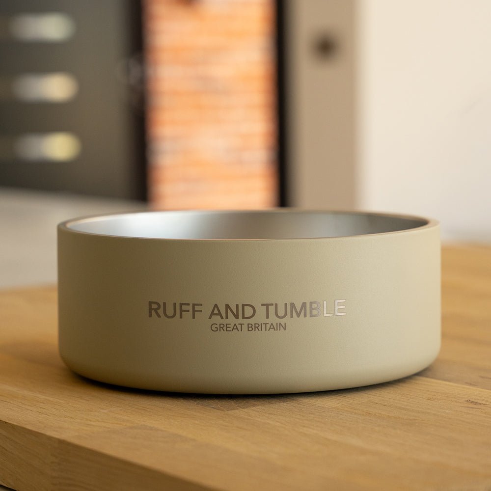 Double-walled Stainless Steel Dog Bowl - Stone - Ruff and Tumble