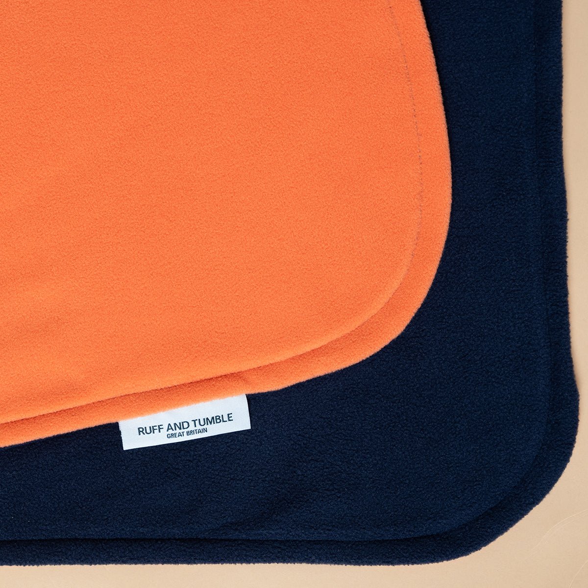 Fleece Dog Blanket - Burnt Orange & Navy - Ruff and Tumble