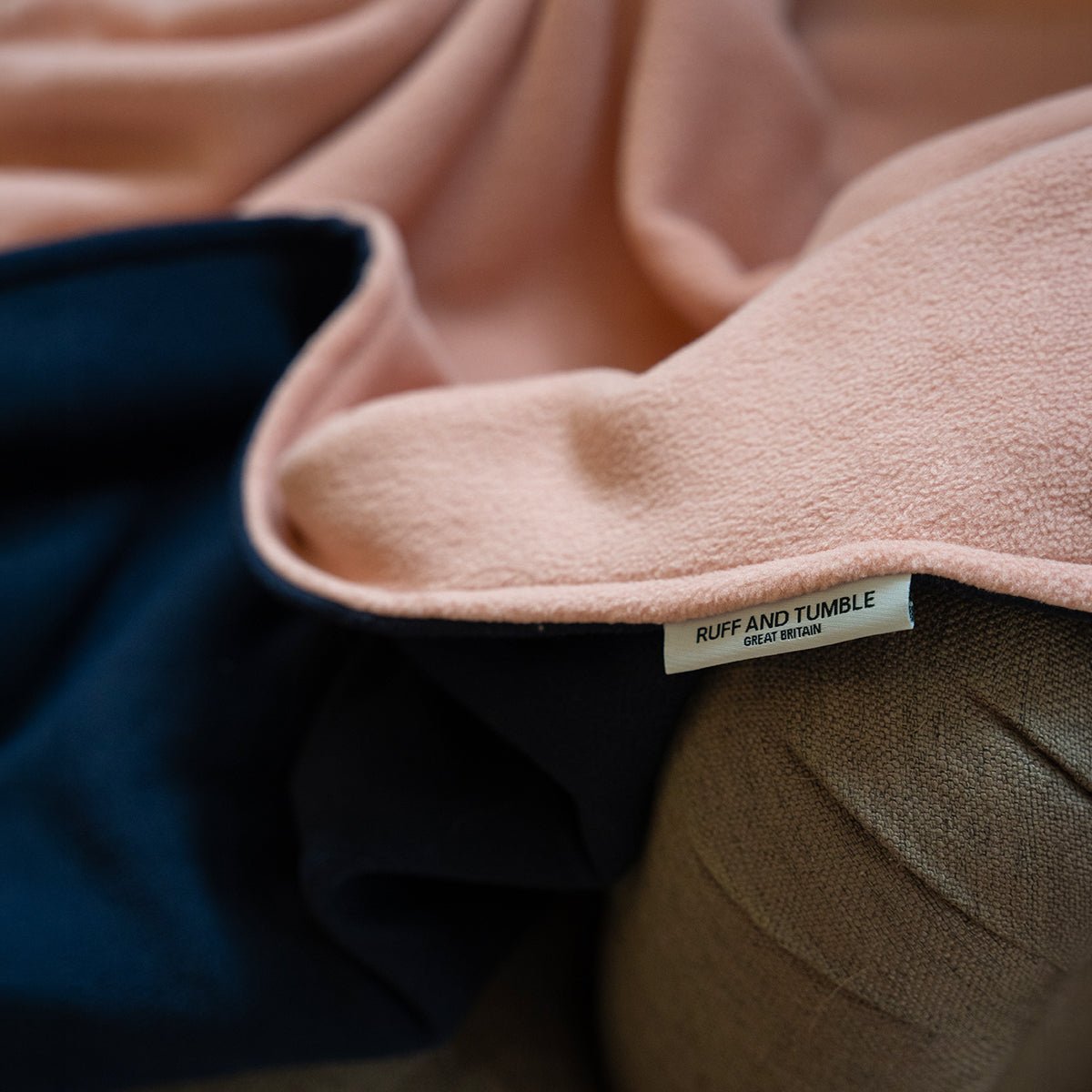 Fleece Dog Blanket - Dusky Peach & Navy - Ruff and Tumble