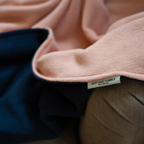Fleece Dog Blanket - Dusky Peach & Navy - Ruff and Tumble