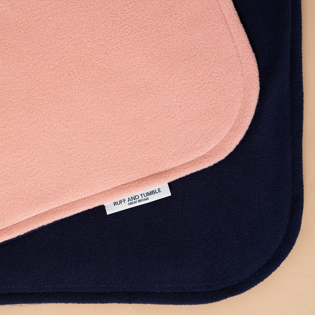 Fleece Dog Blanket - Dusky Peach & Navy - Ruff and Tumble