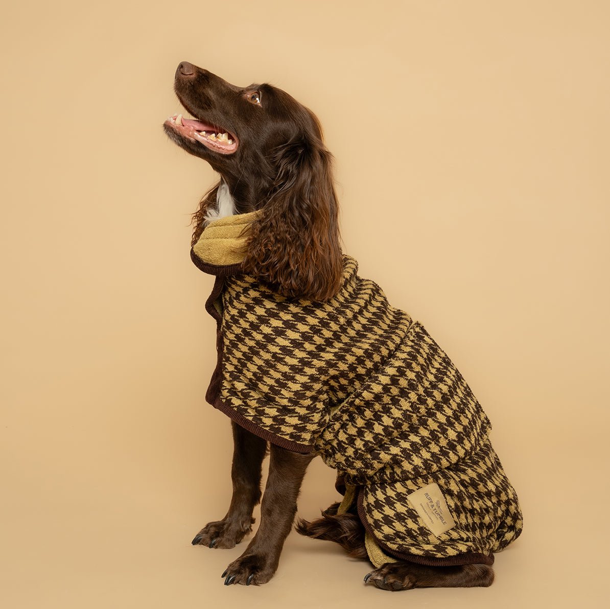 Houndstooth Dog Drying Coat - Ruff and Tumble