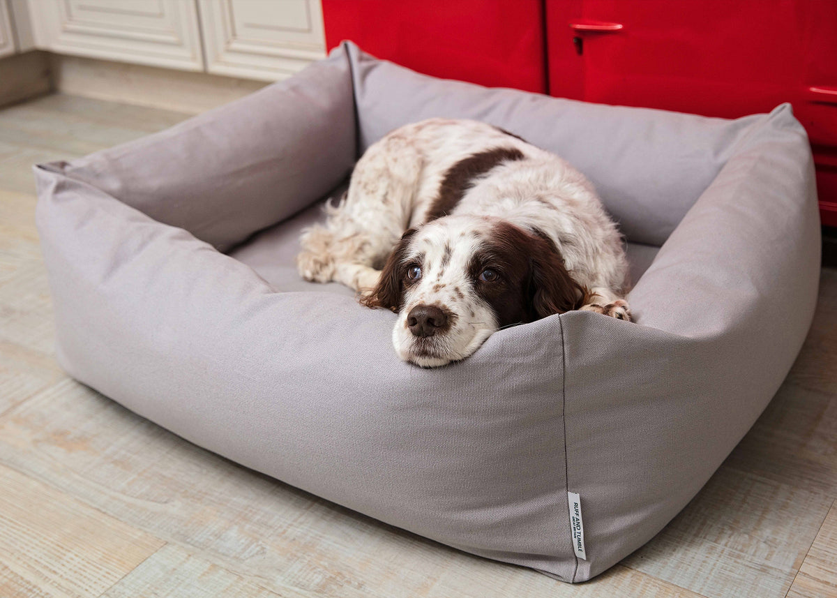 Burnham Bolster Dog Bed - Stone