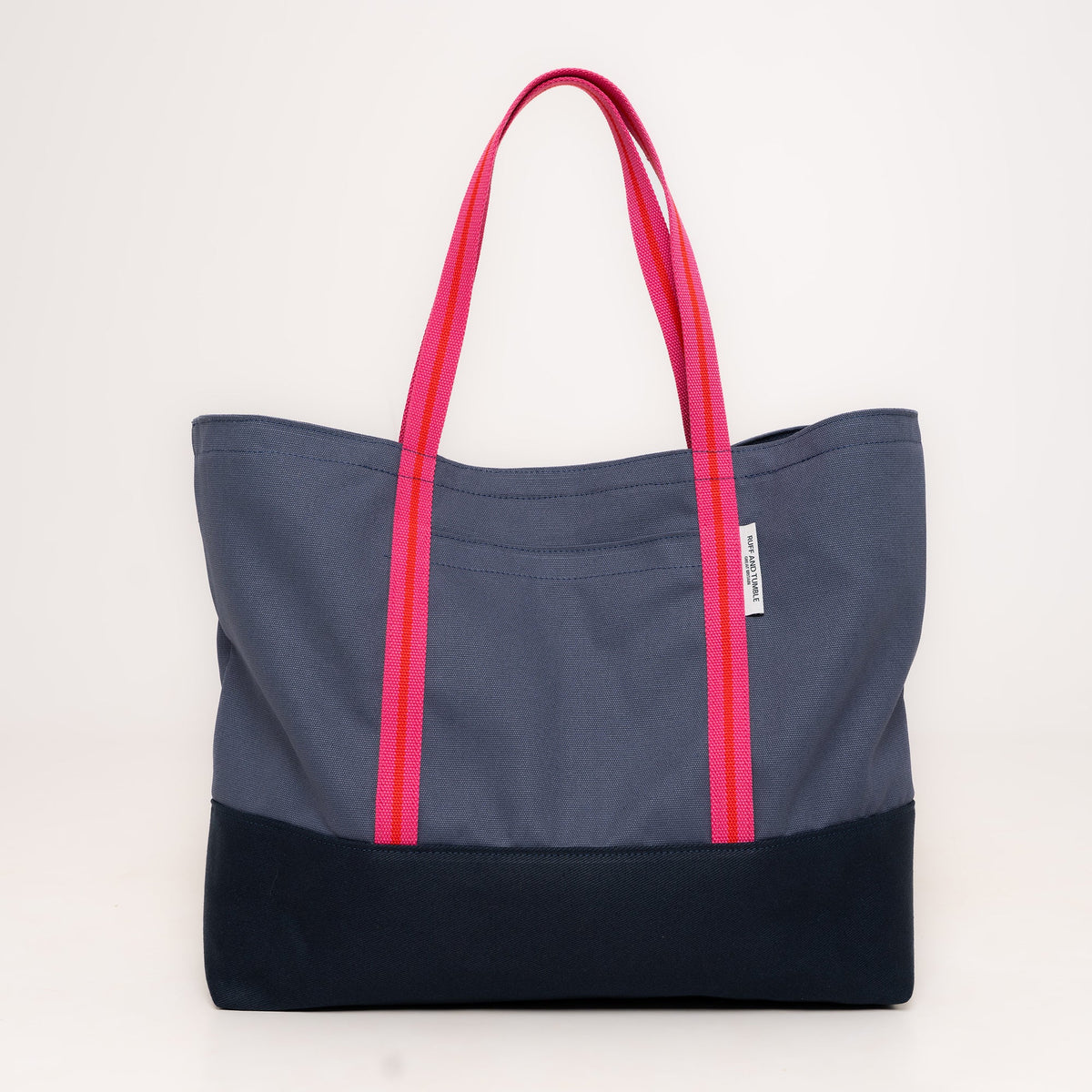 Luxury Cotton Canvas Tote Bag - Navy and Fuchsia - Ruff and Tumble