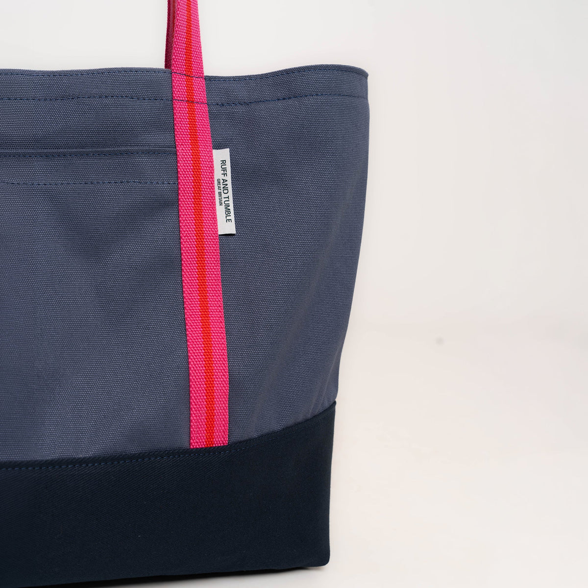 Luxury Cotton Canvas Tote Bag - Navy and Fuchsia - Ruff and Tumble