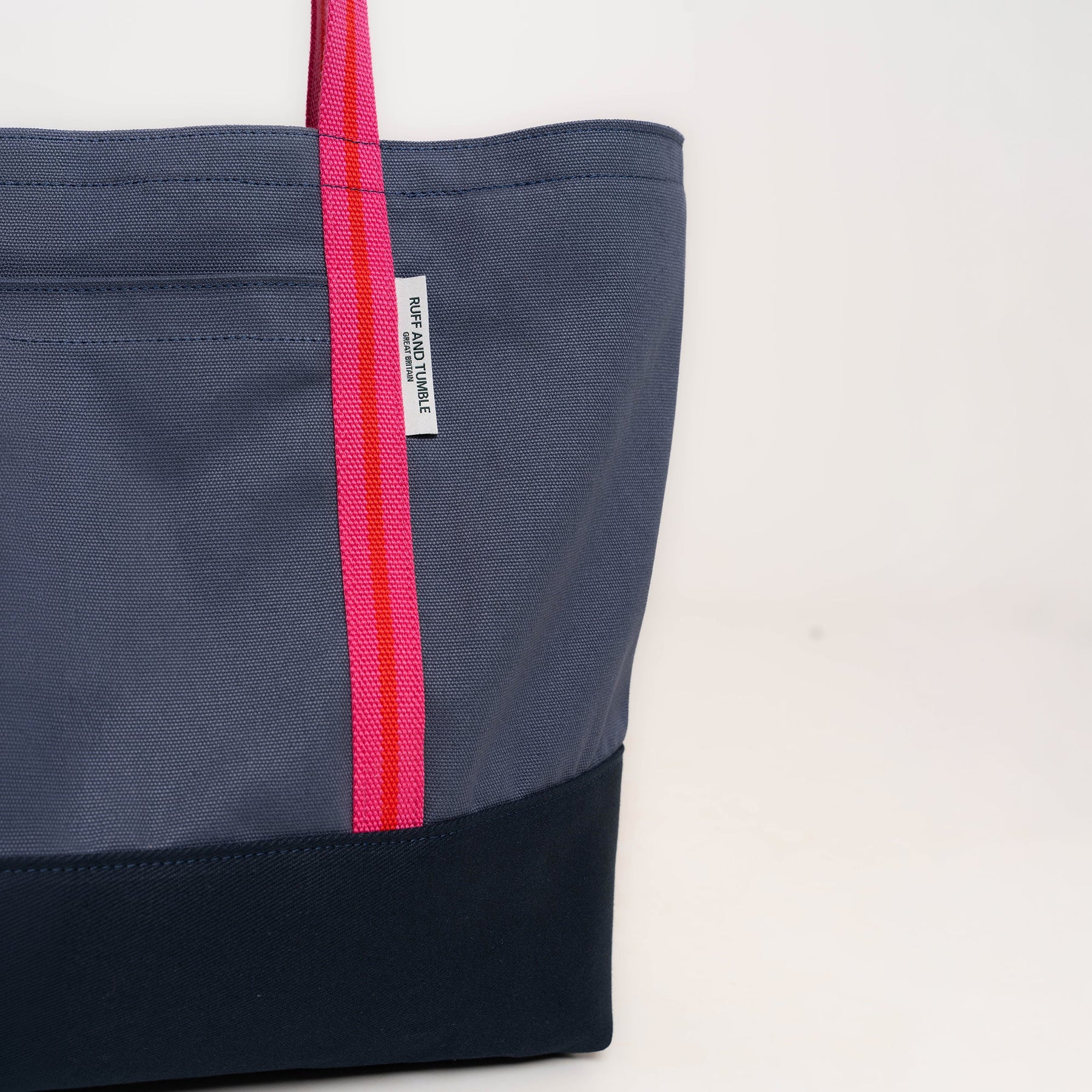 Luxury Cotton Canvas Tote Bag - Navy and Fuchsia - Ruff and Tumble