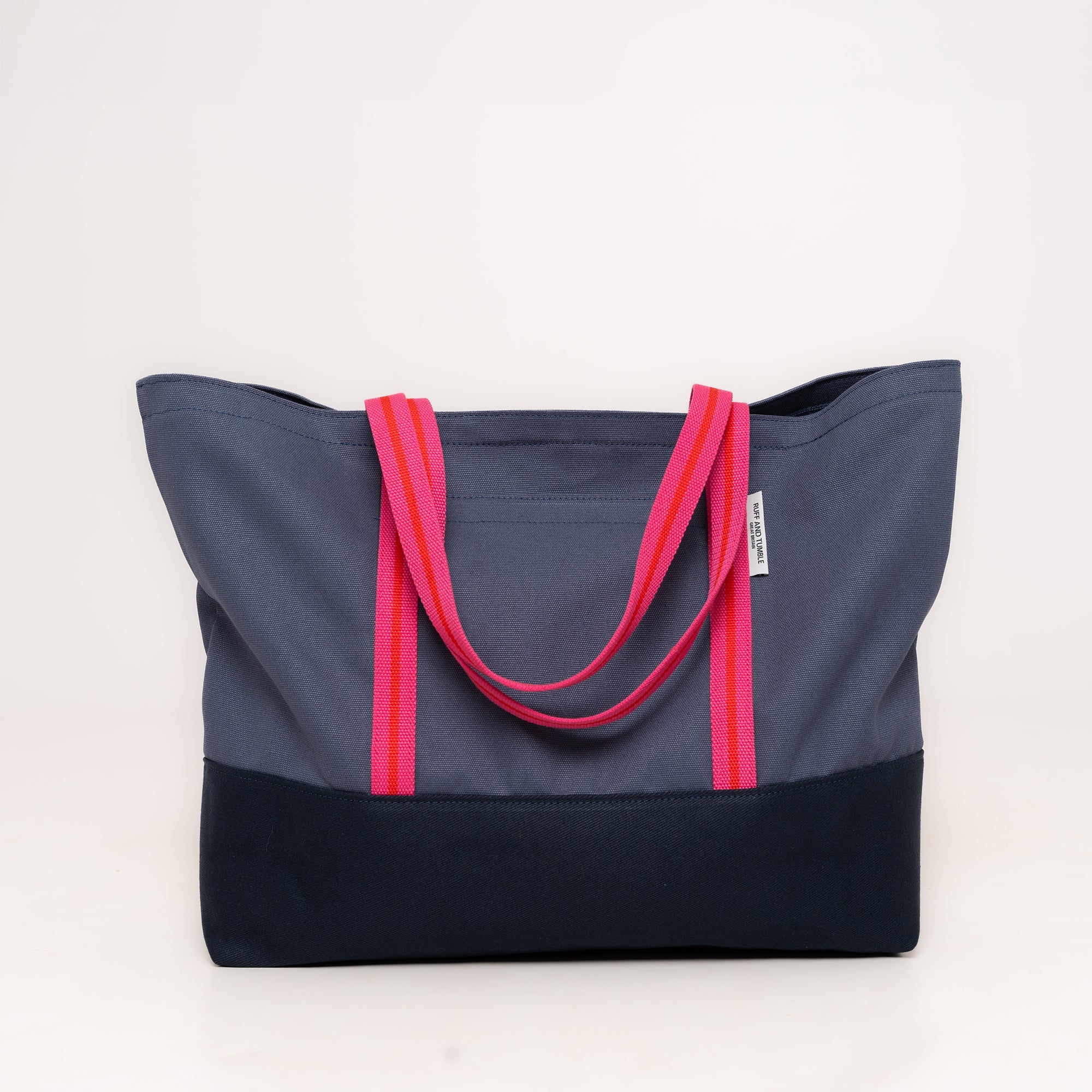 Luxury Cotton Canvas Tote Bag - Navy and Fuchsia - Ruff and Tumble