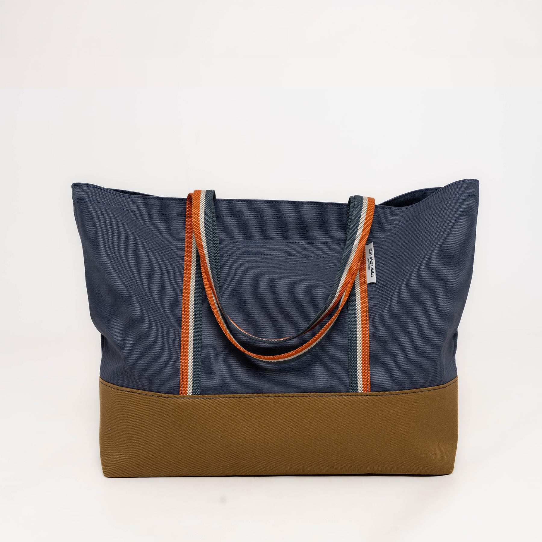 Luxury Cotton Canvas Tote Bag - Navy and Tan - Ruff and Tumble