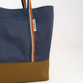 Luxury Cotton Canvas Tote Bag - Navy and Tan - Ruff and Tumble