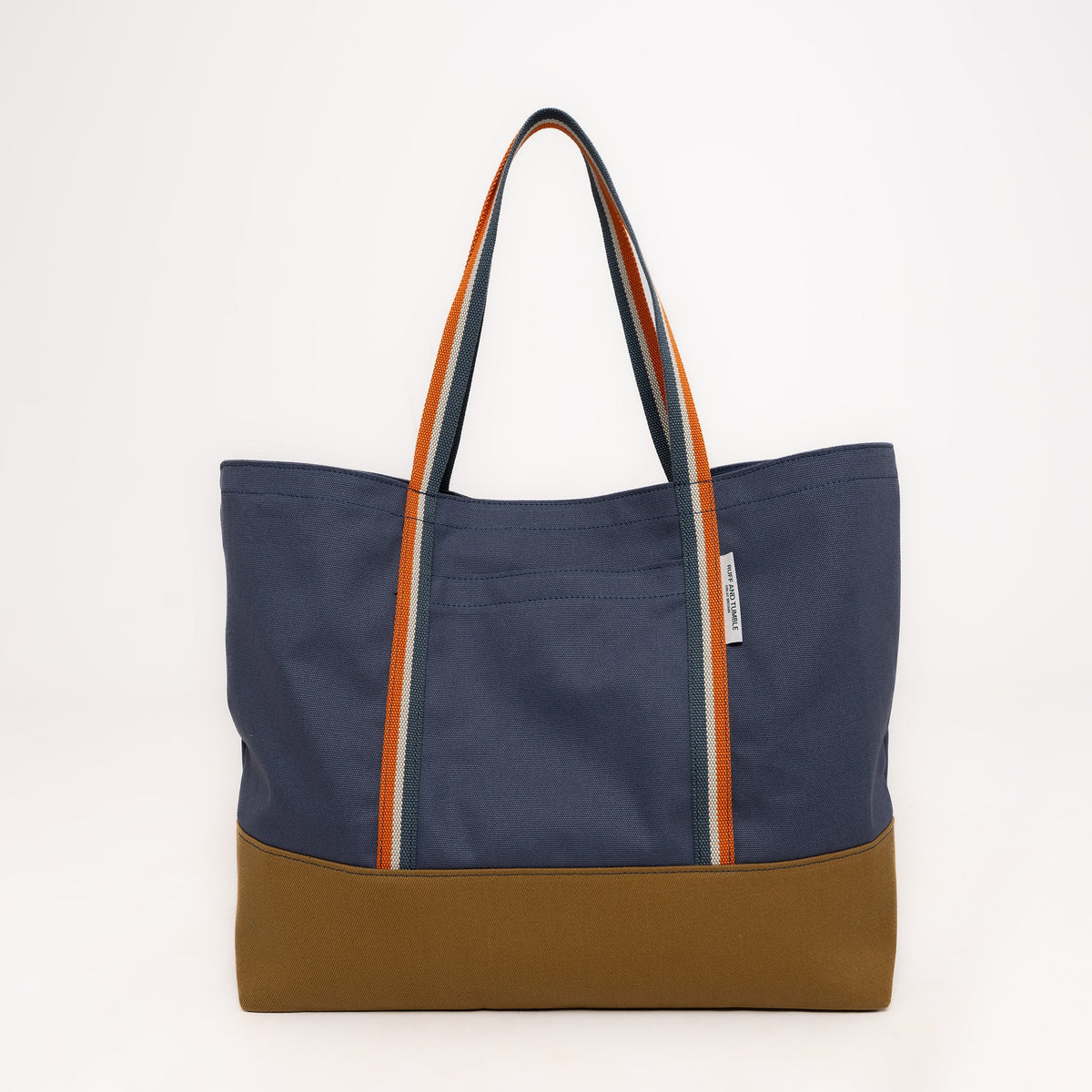 Luxury Cotton Canvas Tote Bag - Navy and Tan - Ruff and Tumble