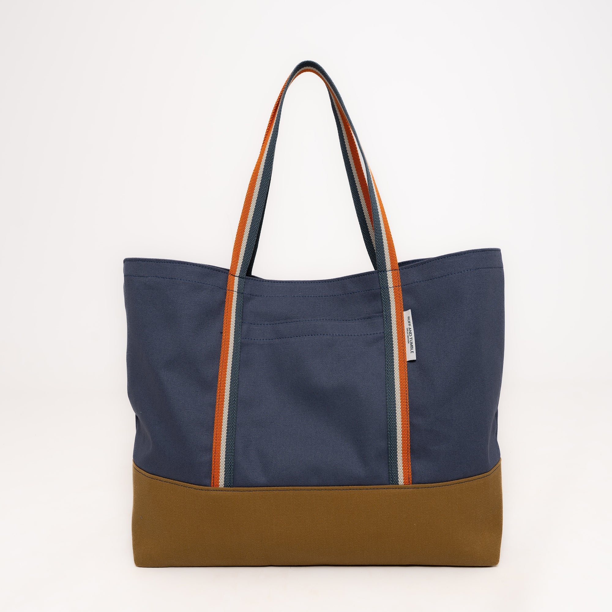 Luxury Cotton Canvas Tote Bag - Navy and Tan - Ruff and Tumble
