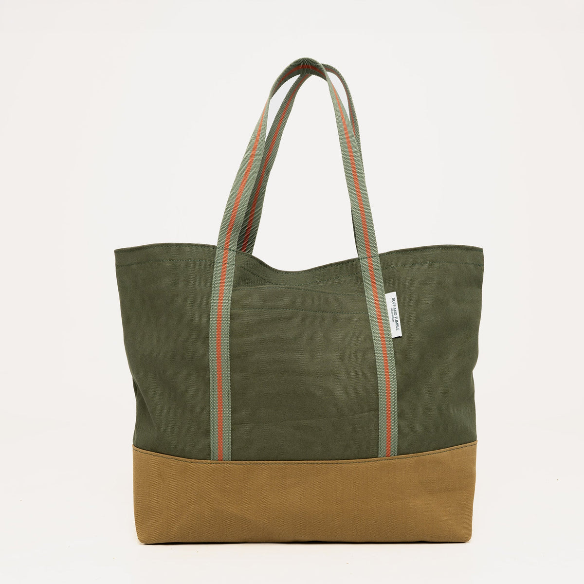 Luxury Cotton Canvas Tote Bag - Olive and Tan - Ruff and Tumble