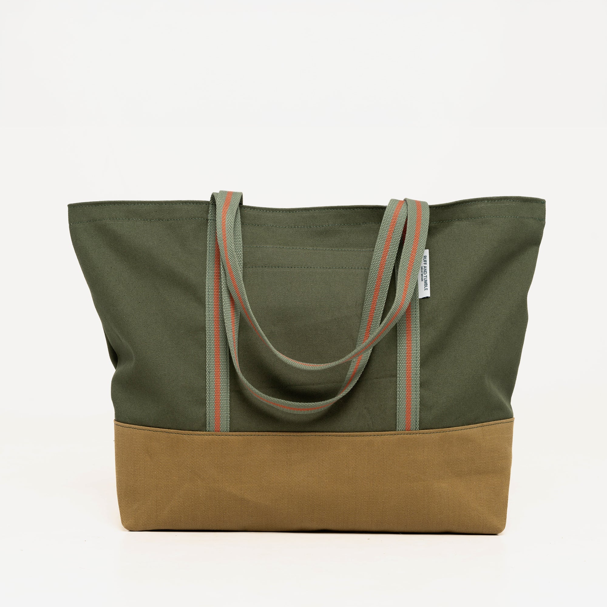 Luxury Cotton Canvas Tote Bag - Olive and Tan - Ruff and Tumble