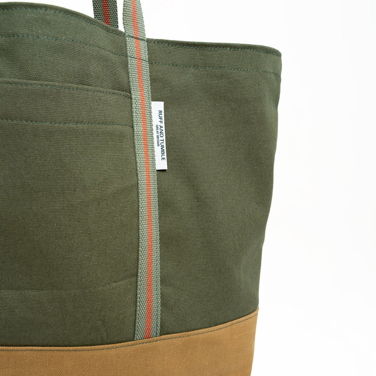 Luxury Cotton Canvas Tote Bag - Olive and Tan - Ruff and Tumble