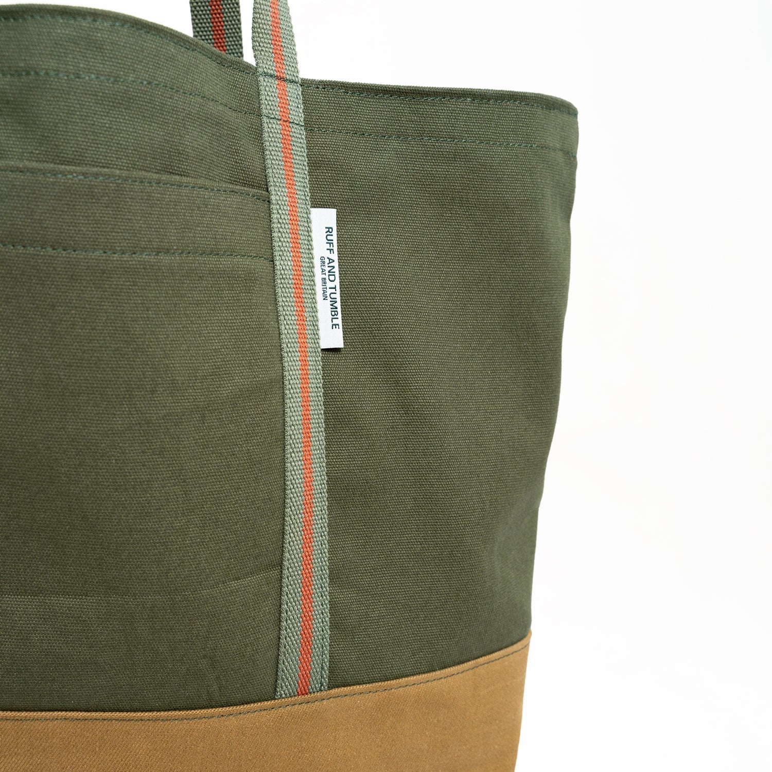 Luxury Cotton Canvas Tote Bag - Olive and Tan - Ruff and Tumble