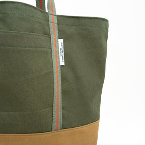 Luxury Cotton Canvas Tote Bag - Olive and Tan - Ruff and Tumble