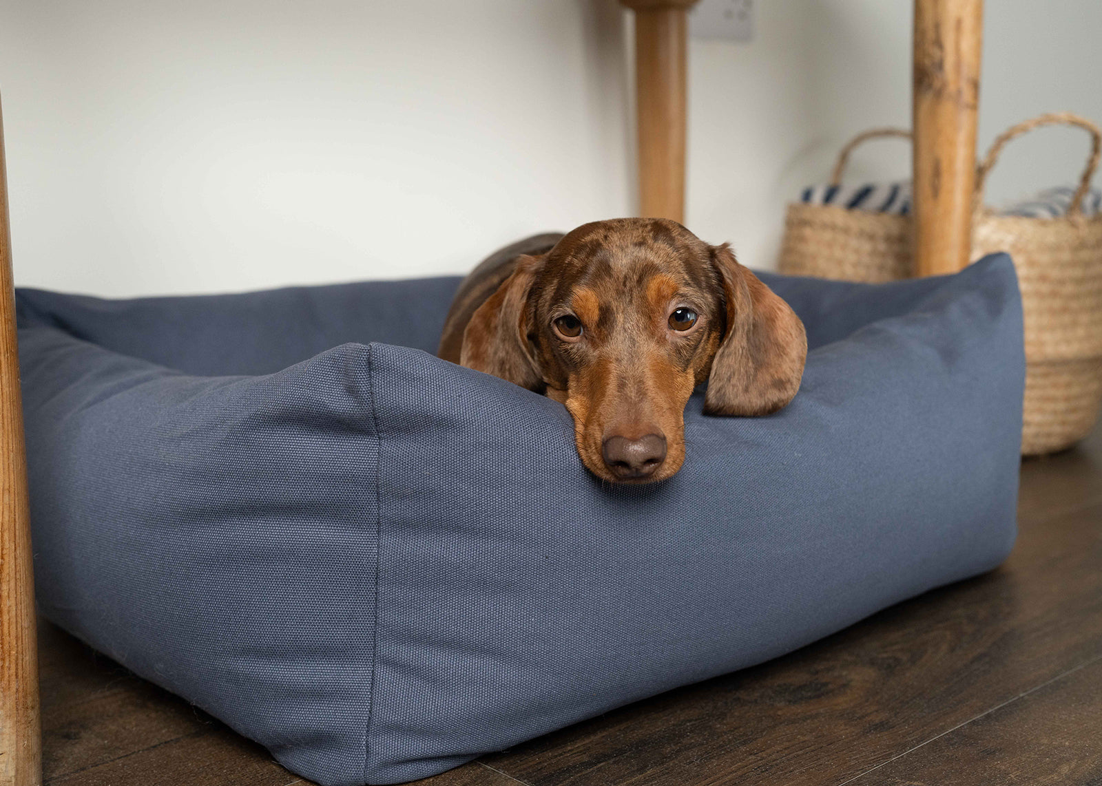 Burnham Bolster Dog Bed - Denim