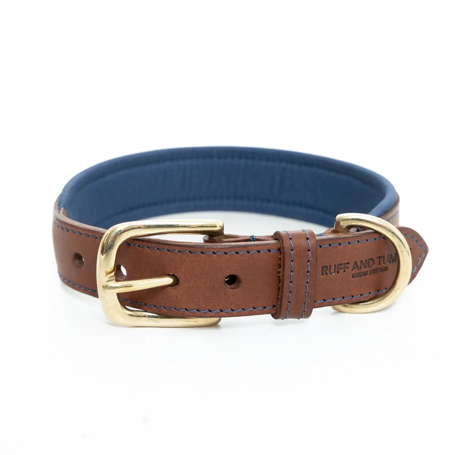 Morston Padded Leather Collar - Navy - Ruff and Tumble
