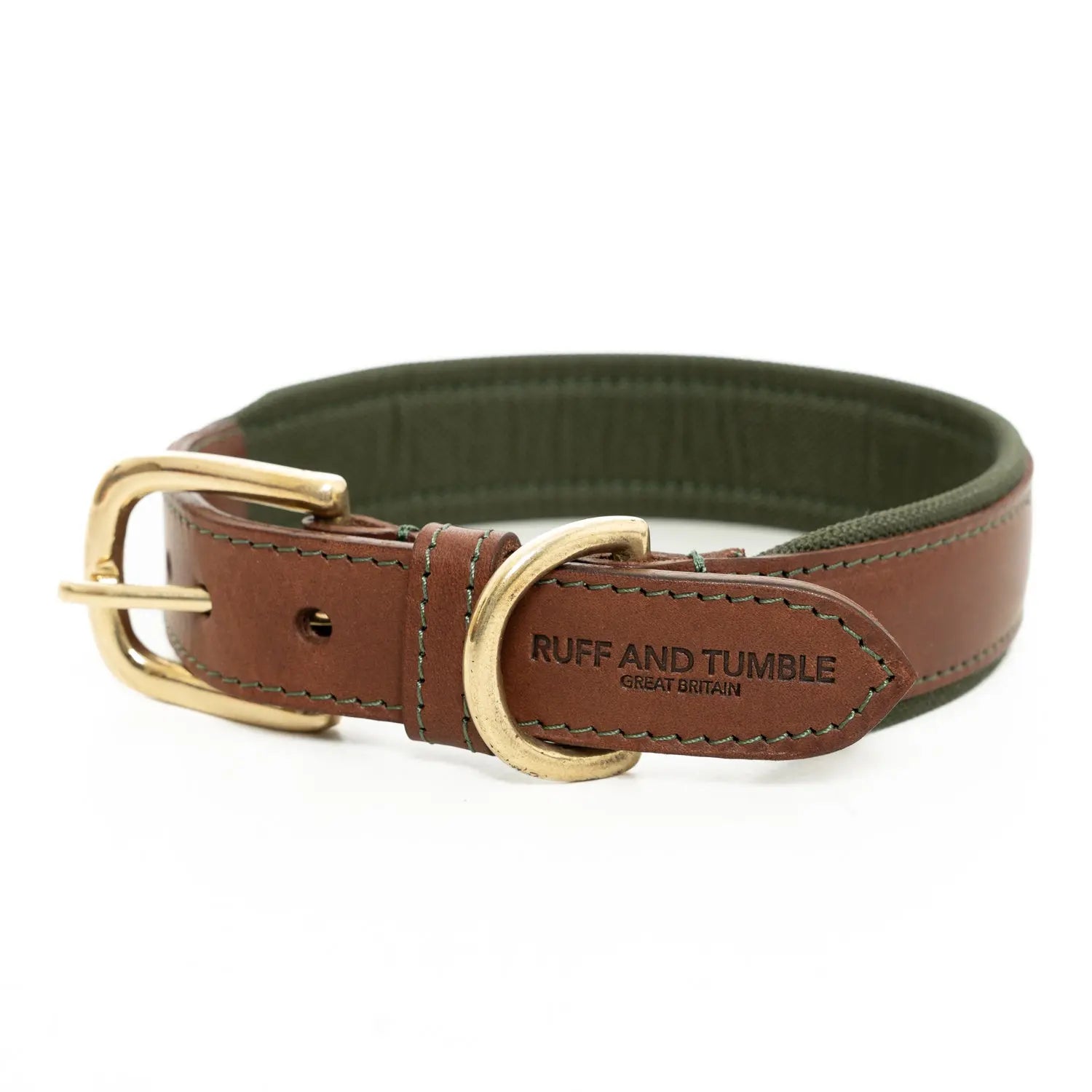 Morston Padded Leather Collar - Olive - Ruff and Tumble