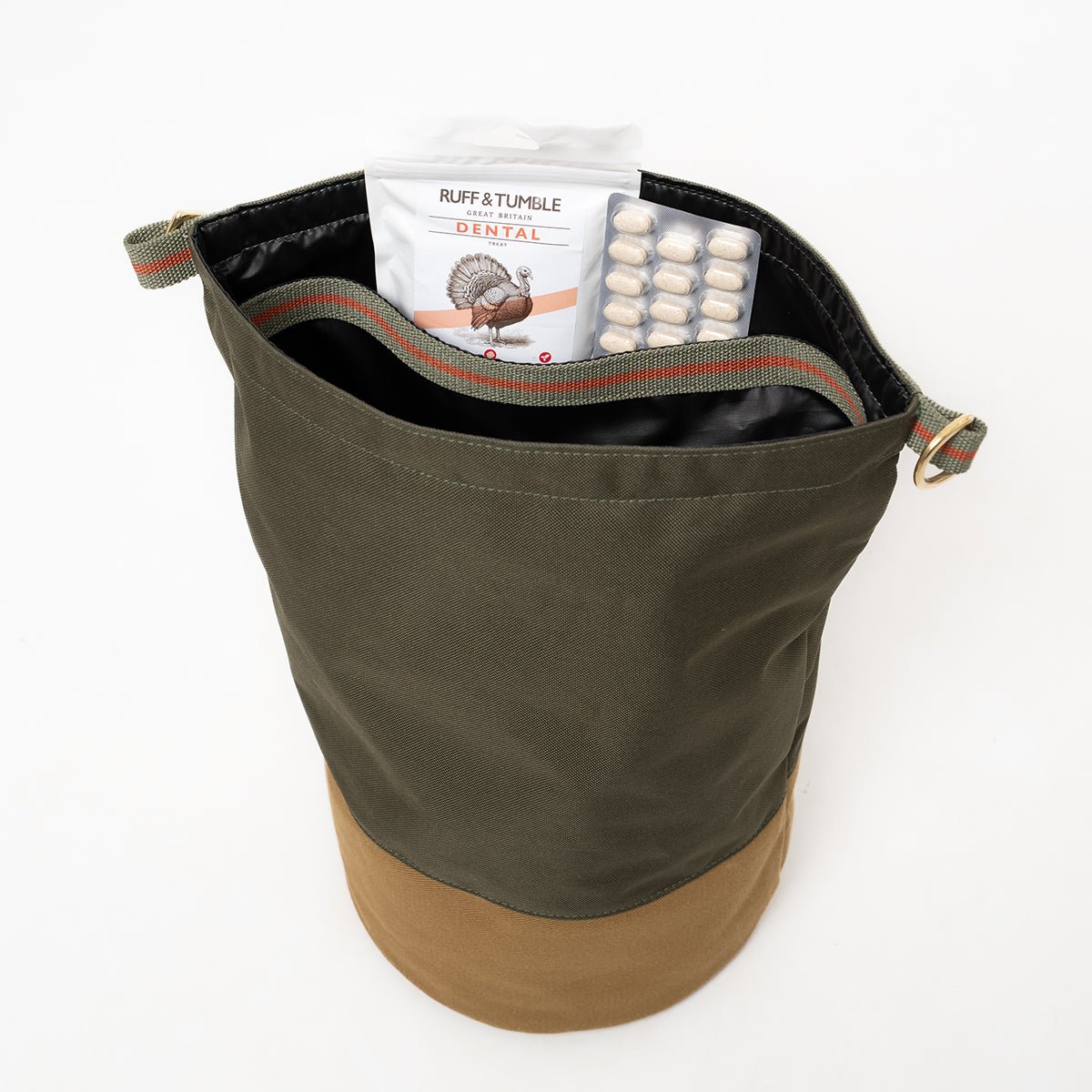 Roll-Top Kibble Travel Bag - Olive - Ruff and Tumble