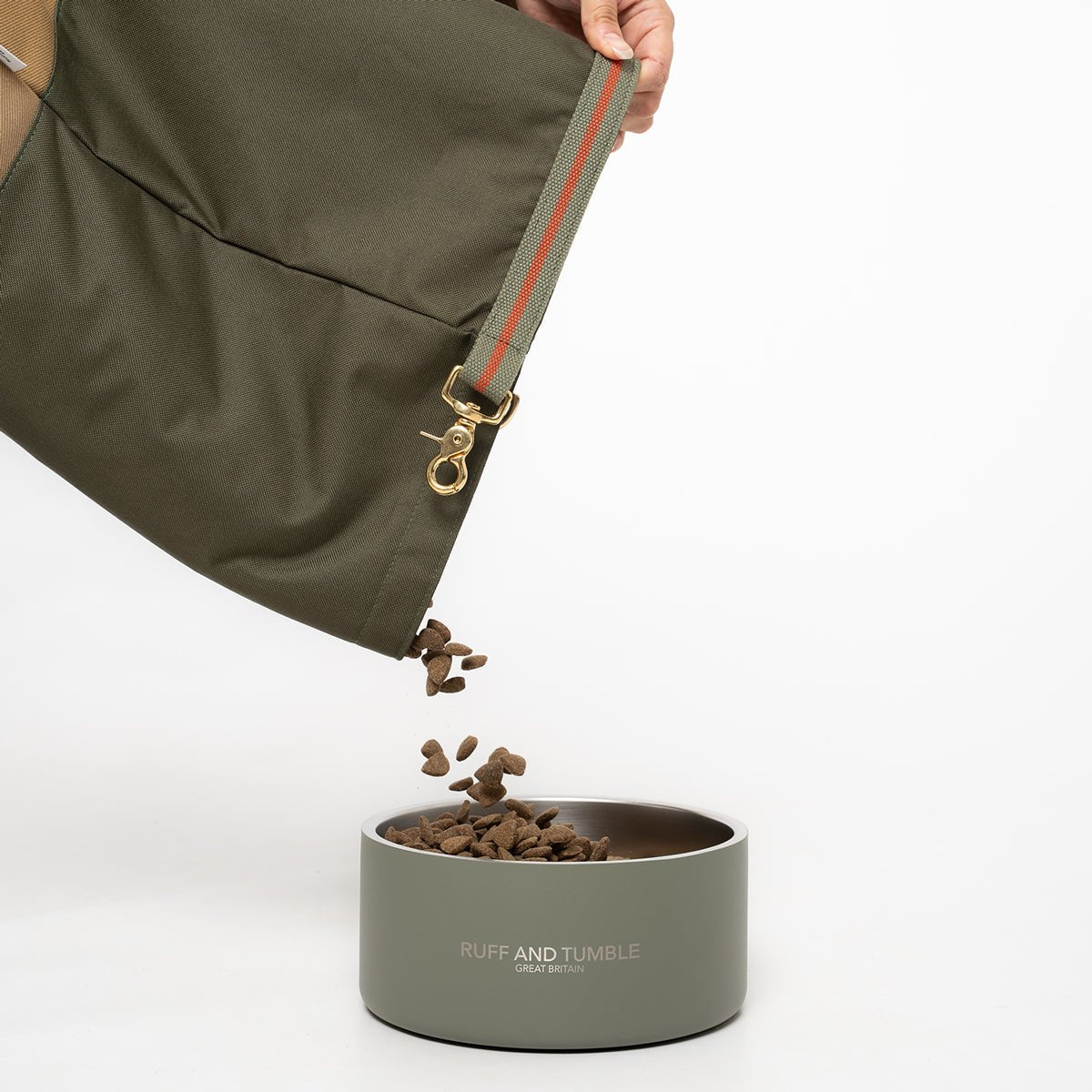 Roll-Top Kibble Travel Bag - Olive - Ruff and Tumble