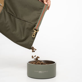 Roll-Top Kibble Travel Bag - Olive - Ruff and Tumble