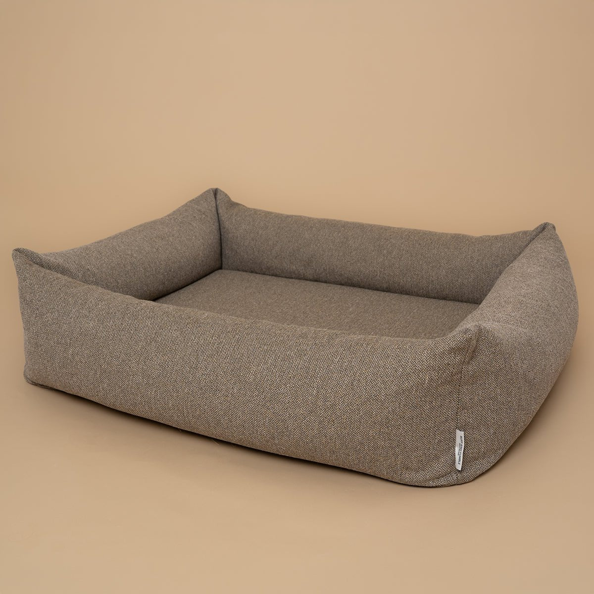 Tweed Burnham Bolster Dog Bed - Taupe - Ruff and Tumble