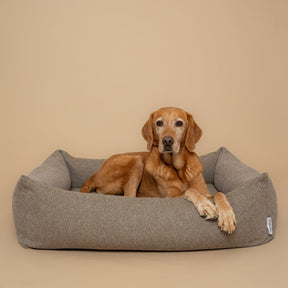Tweed Burnham Bolster Dog Bed - Taupe - Ruff and Tumble