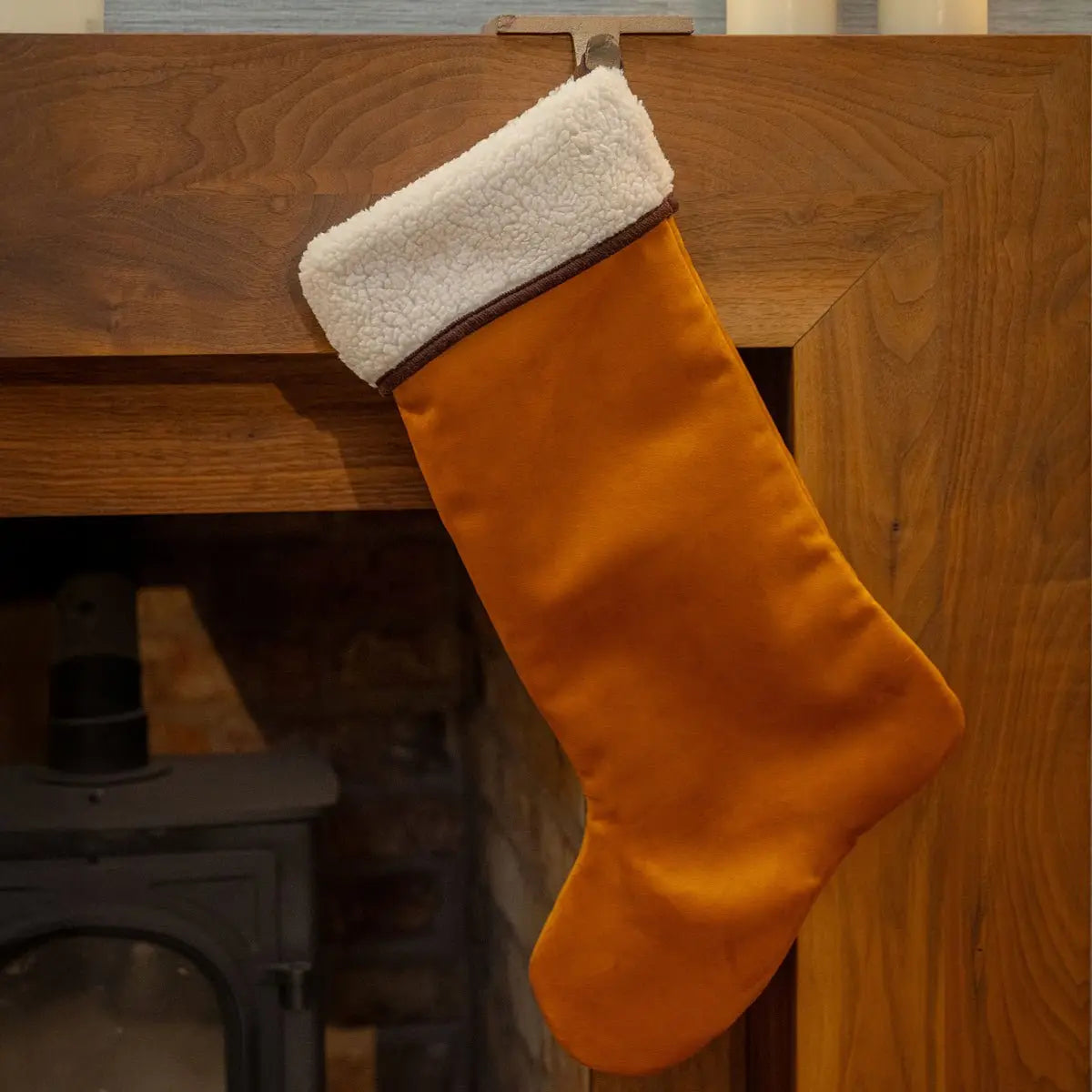 Velvet Christmas Stocking - Burnt Orange - Ruff and Tumble