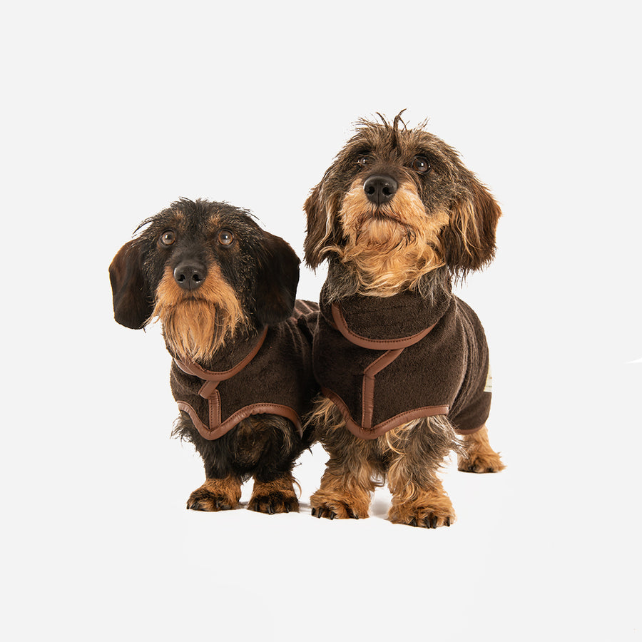 Country Dog Drying Coats with Leather Trim Ruff & Tumble